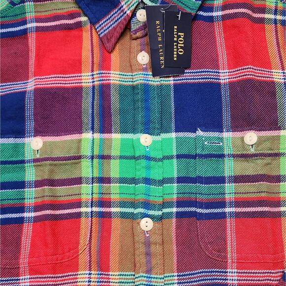 NWT Polo Ralph Lauren Plaid Flannel Button Down Shirt - Picture 5 of 6